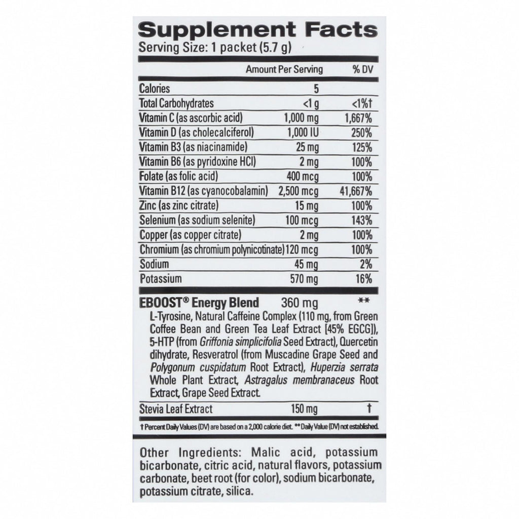Eboost - Super Powder Acai Pmgrnte - Case of 20-.25 OZ - Nutrition Facts