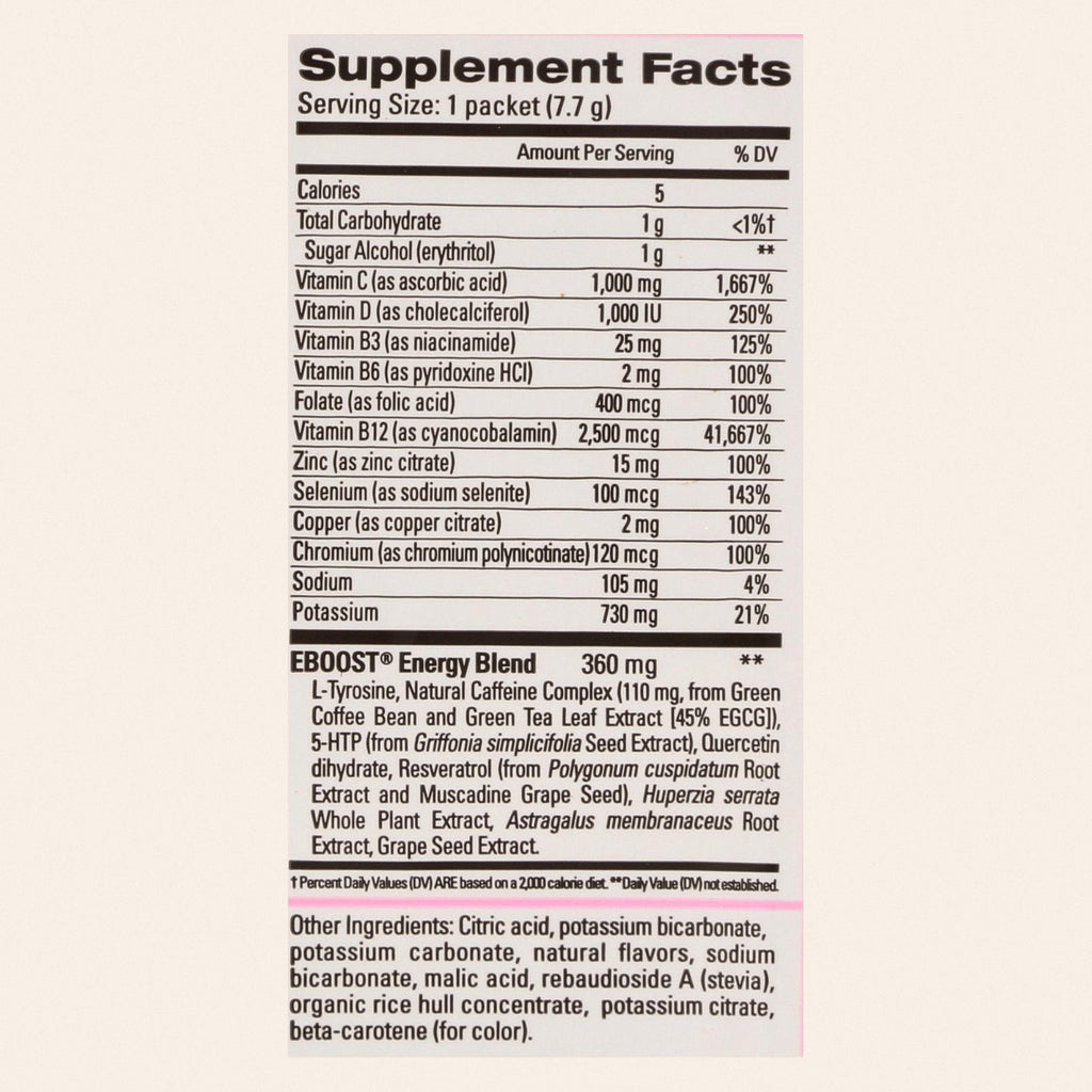 Eboost - Super Powder Pink Lemonade - Case of 20-.24 OZ - Back