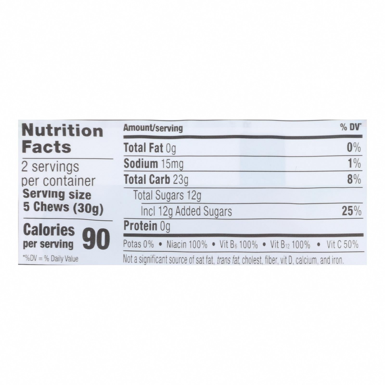 Probar Bolt Energy Chews - Organic Berry Blast - 2.1 oz - Case of 12 - Nutrition Facts
