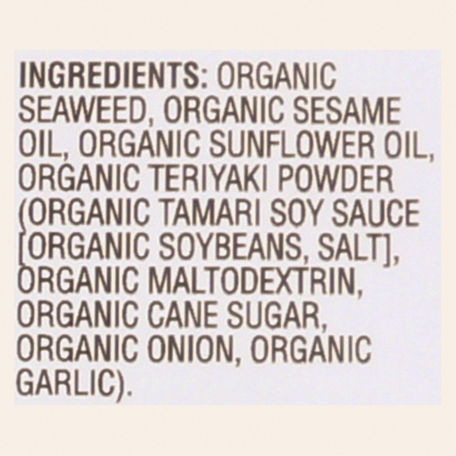 Gimme Organic Roasted Teriyaki - Case of 12 - 0.35 oz. - Back