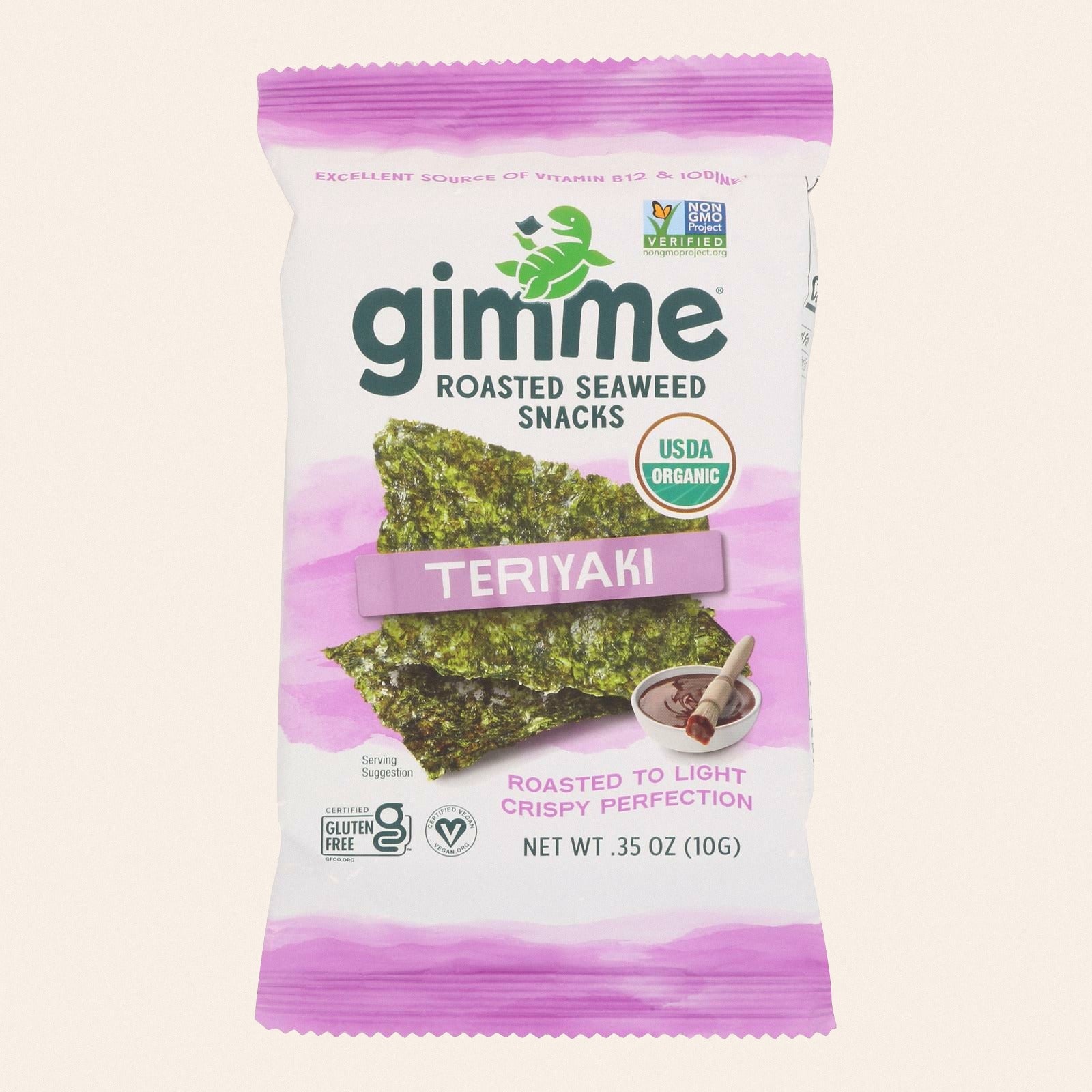 Gimme Organic Roasted Teriyaki - Case of 12 - 0.35 oz. - Front