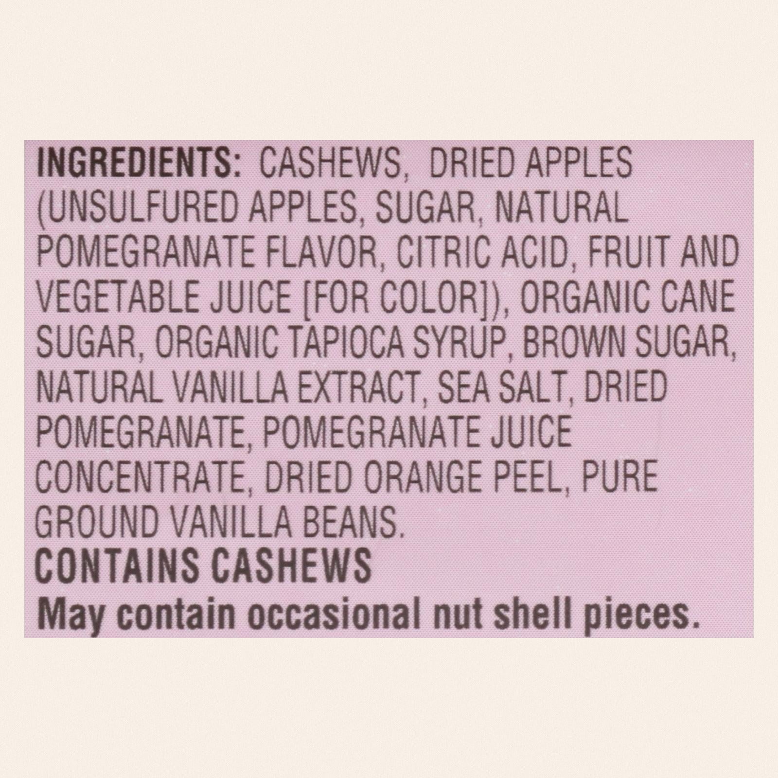 Sahale Snacks Glazed Nuts - Cashews with Pomegranate and Vanilla - 1.5 oz - Case of 9 - Back