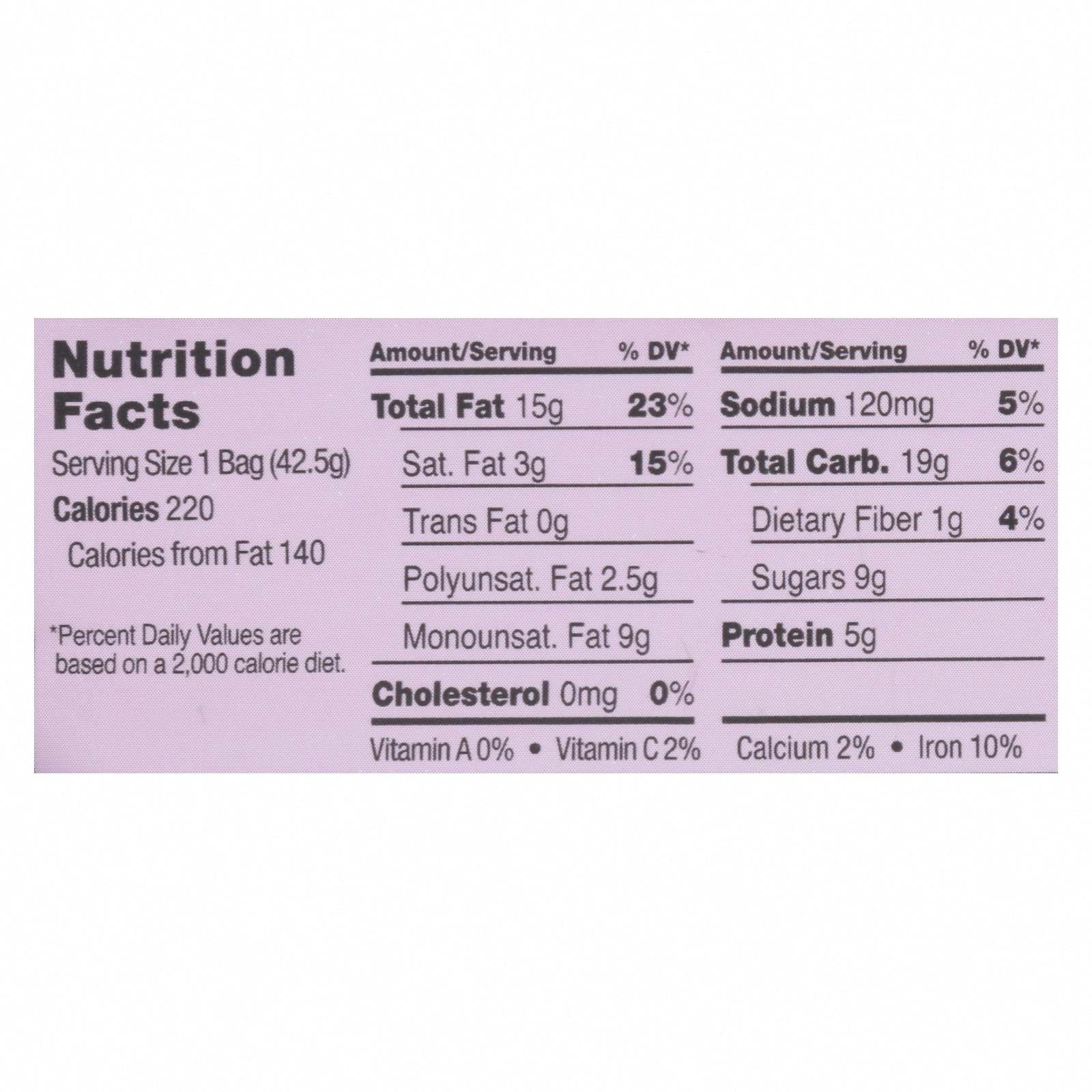 Sahale Snacks Glazed Nuts - Cashews with Pomegranate and Vanilla - 1.5 oz - Case of 9 - Nutrition Facts