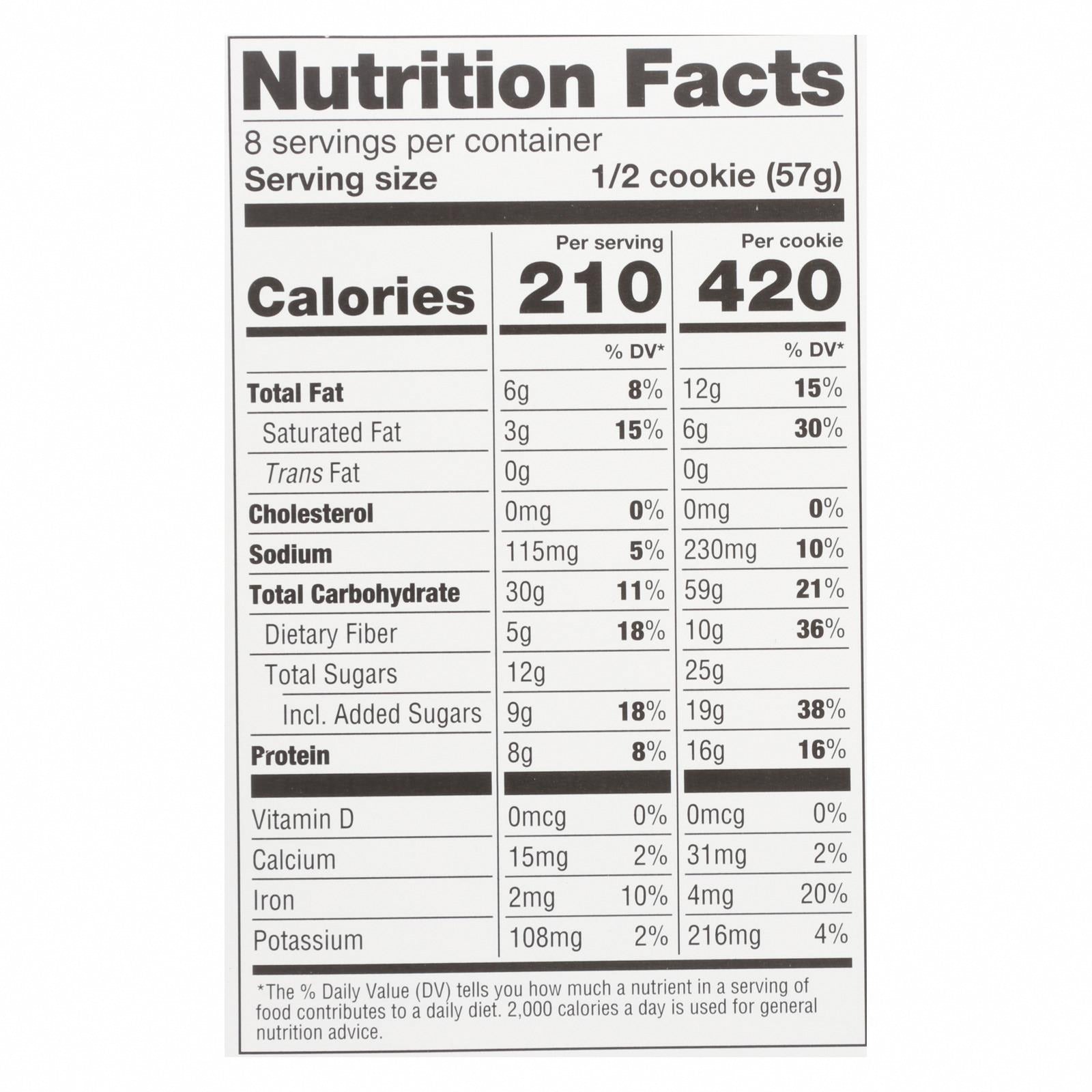 Lenny and Larry's The Complete Cookie - Chocolate Chip - 4 oz - Case of 12 - Nutrition Facts