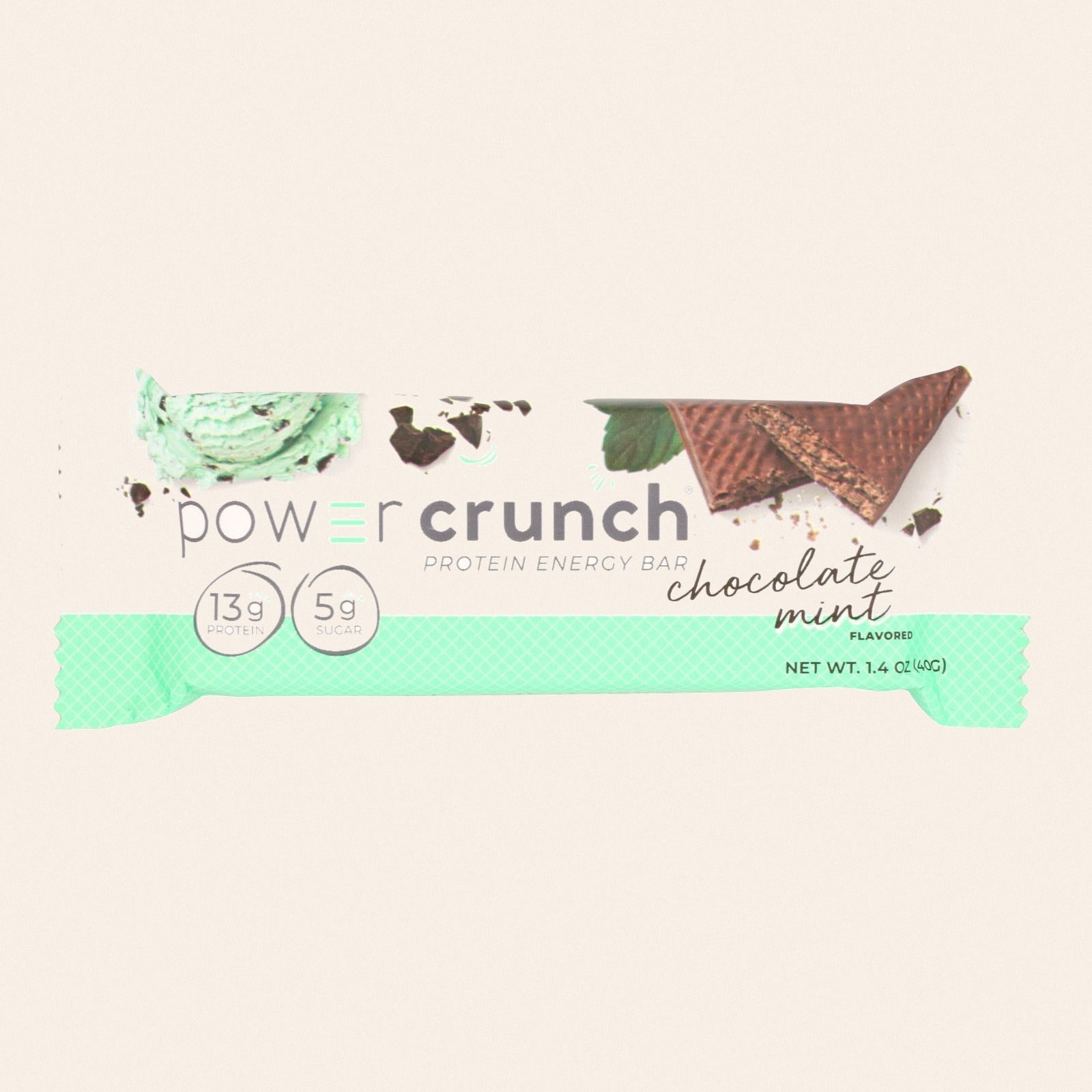Power Crunch Protein Bars - Chocolate Mint Original - 40 gram - Case of 12 - Front