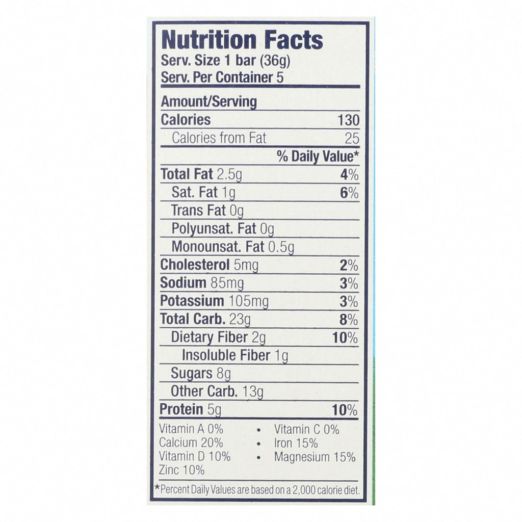 Clif Kid Zbar Organic Kid Zbar Protein - Chocolate Mint - Case of 6 - 1.27 oz. - Nutrition Facts
