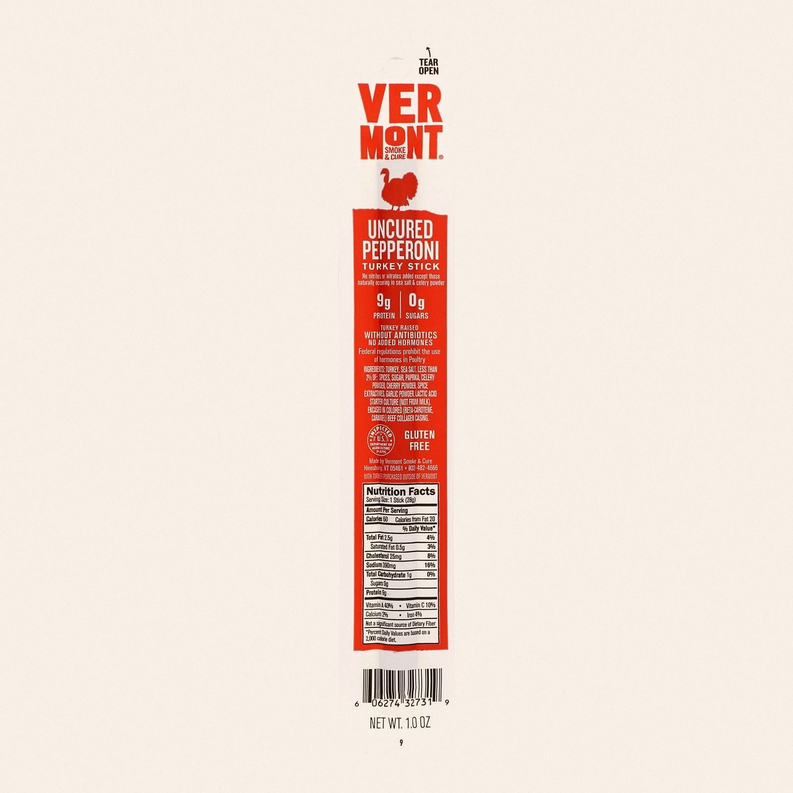 Vermont Smoke And Cure Real Sticks - Turkey Pepperoni - 1 oz - Case of 24 - Front