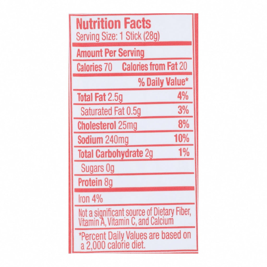 Vermont Smoke And Cure Real Sticks - Turkey Pepperoni - 1 oz - Case of 24 - Nutrition Facts