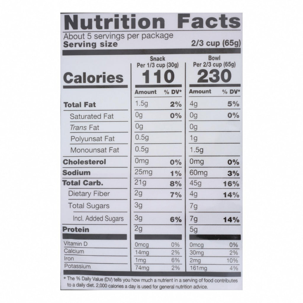 Kind Clusters - Granola - Healthy Grains - Raspberry with Chia Seeds - 11 oz - Case of 6 - Nutrition Facts
