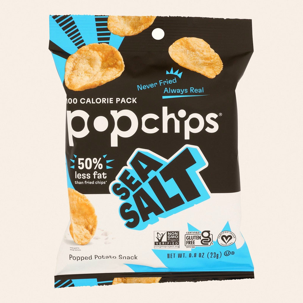 Popchips Potato Chip - Sea Salt - Case of 24 - 0.8 oz. - Front