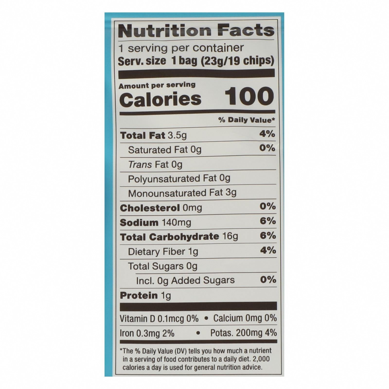 Popchips Potato Chip - Sea Salt - Case of 24 - 0.8 oz. - Nutrition Facts