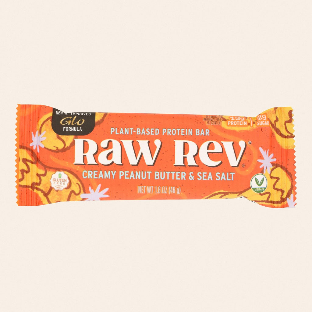 Raw Revolution Glo Bar - Creamy Peanut Butter and Sea Salt - 1.6 oz - Case of 12 - Front