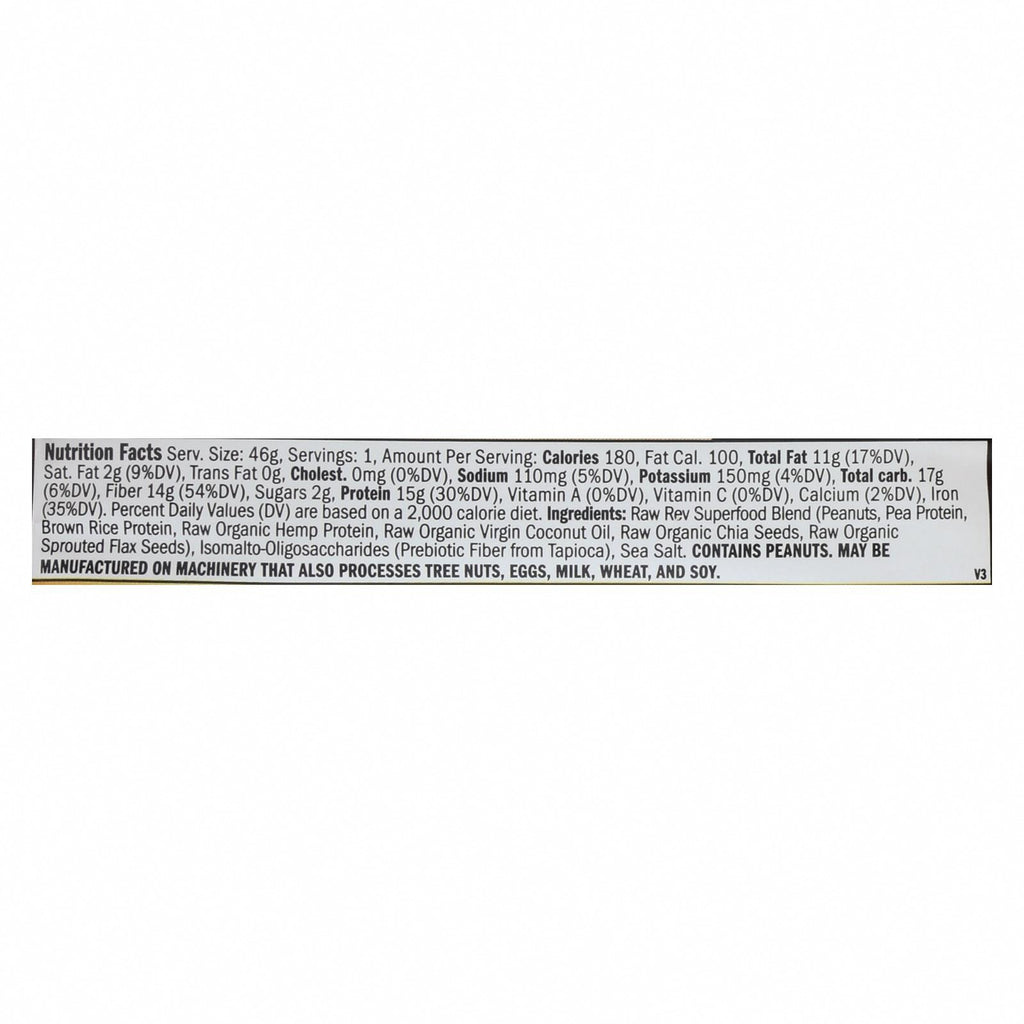 Raw Revolution Glo Bar - Creamy Peanut Butter and Sea Salt - 1.6 oz - Case of 12 - Nutrition Facts