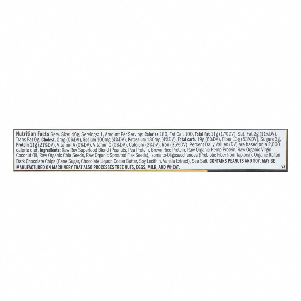 Raw Revolution Glo Bar - Peanut Butter Dark Chocolate and Sea Salt - 1.6 oz - Case of 12 - Nutrition Facts