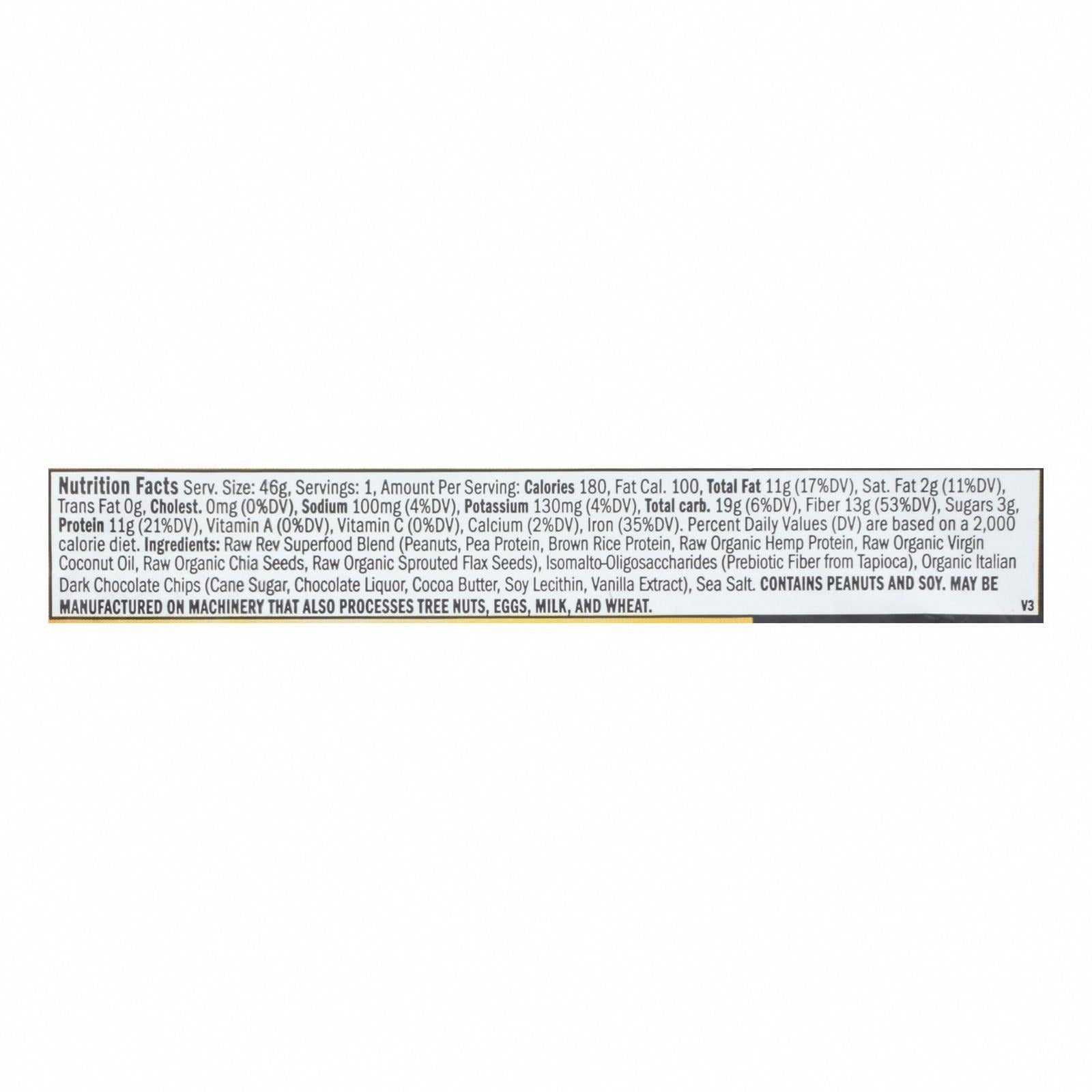 Raw Revolution Glo Bar - Peanut Butter Dark Chocolate and Sea Salt - 1.6 oz - Case of 12 - Nutrition Facts