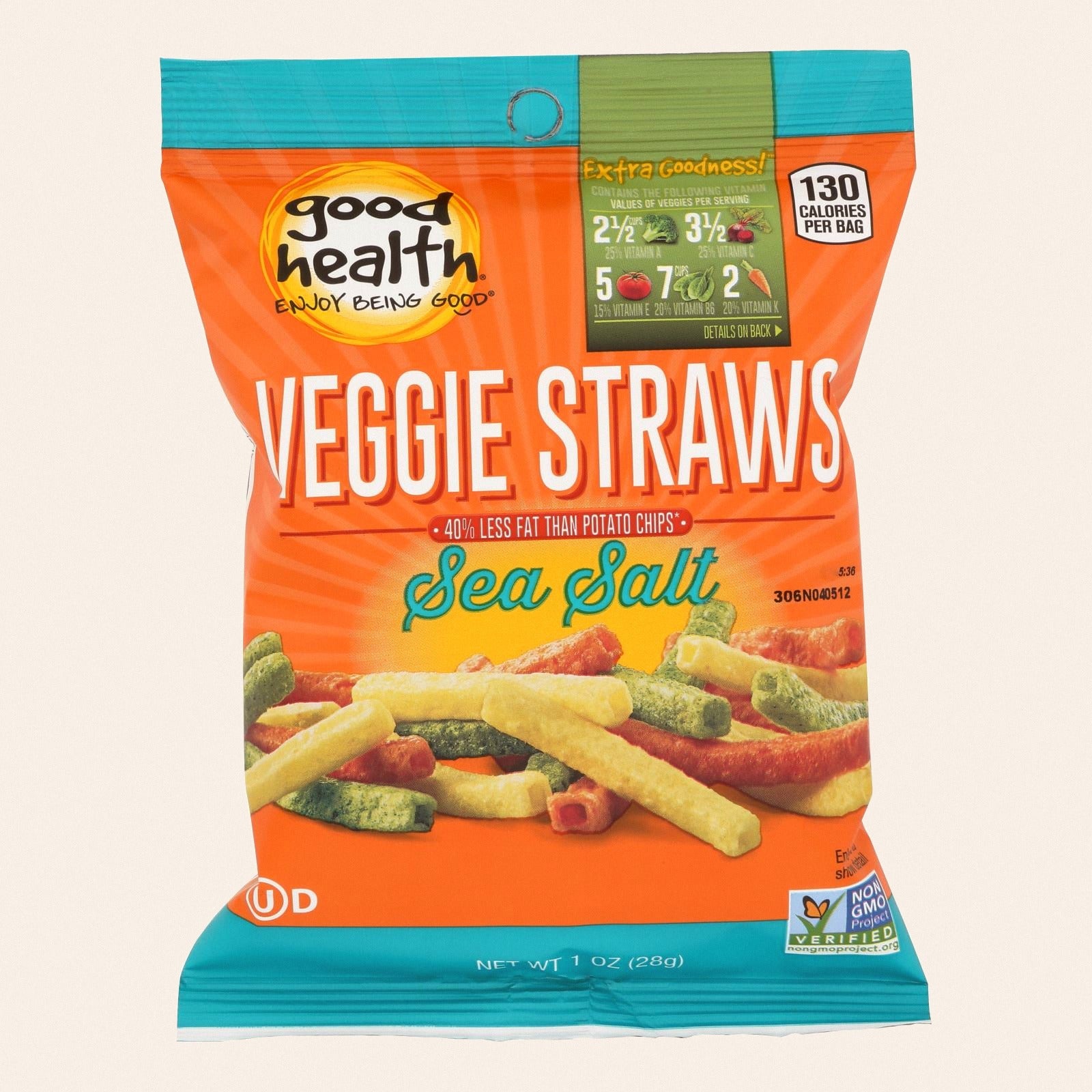 Good Health Veggie Straws - Sea Salt - Case of 24 - 1 oz. - Front