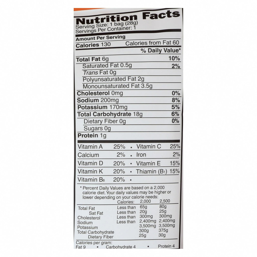 Good Health Veggie Straws - Sea Salt - Case of 24 - 1 oz. - Nutrition Facts