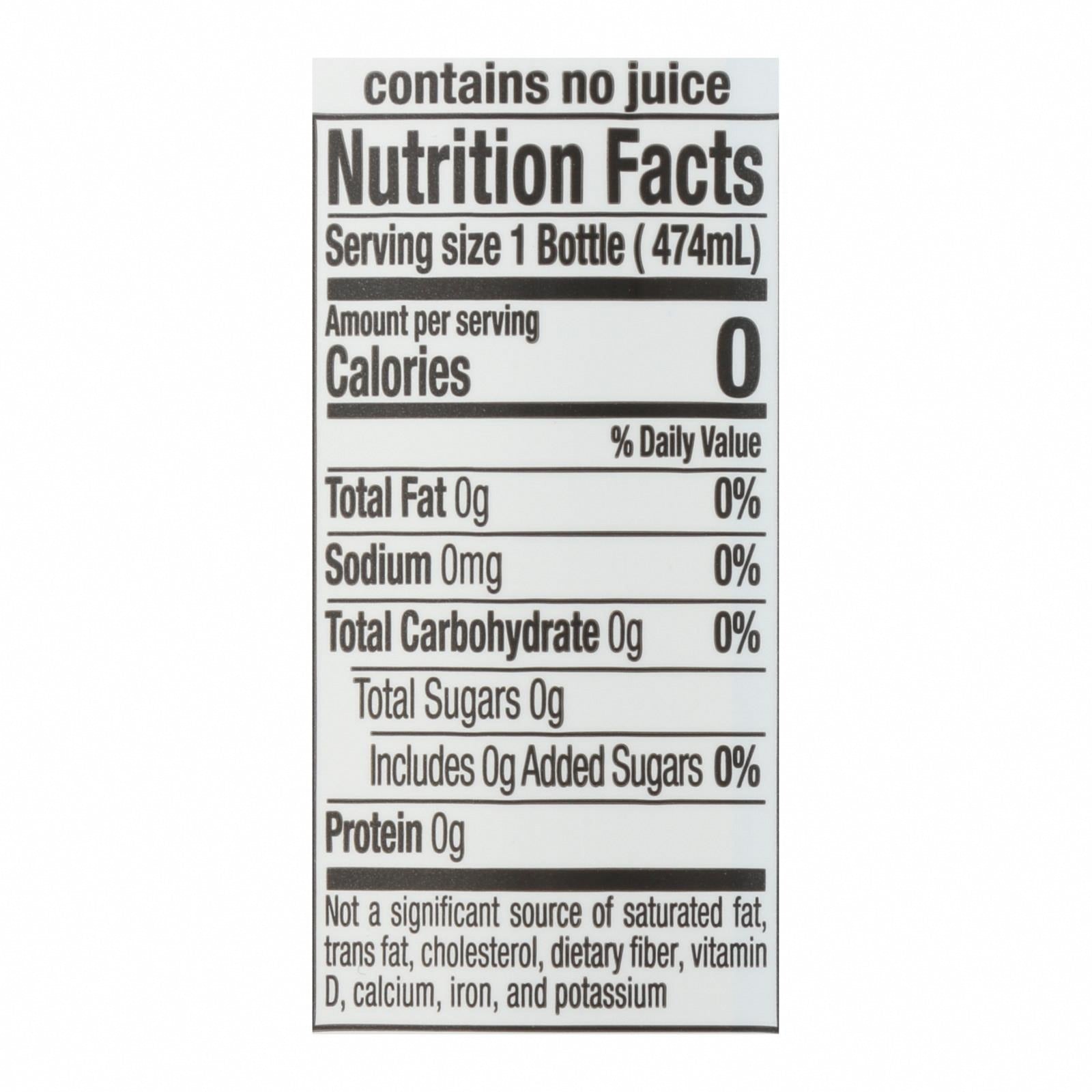 Hint Pineapple Water - Pineapple Unsweetened - Case of 12 - 16 Fl oz. - Nutrition Facts