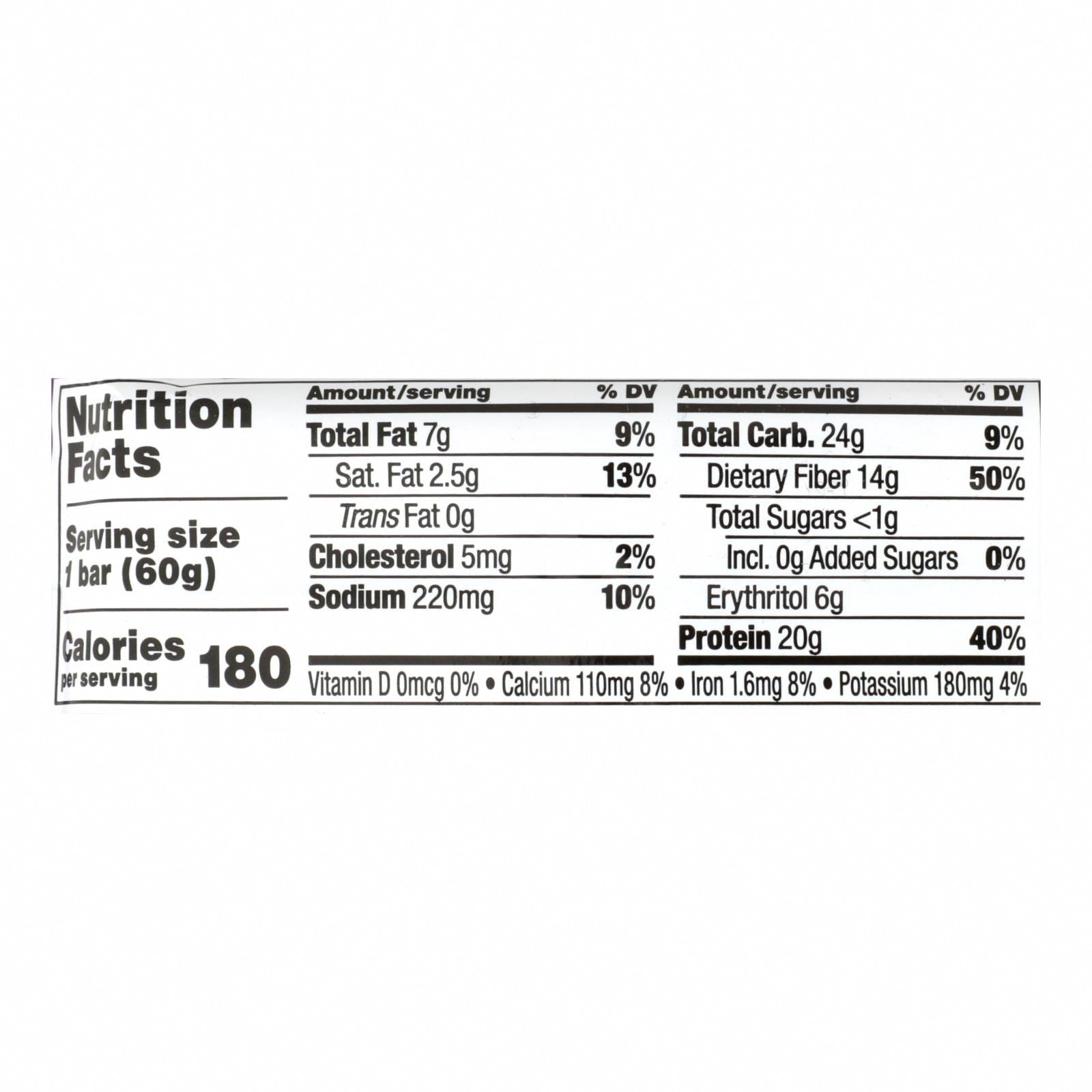 Quest Bar - Double Chocolate Chunk - 2.12 oz - case of 12 - Nutrition Facts