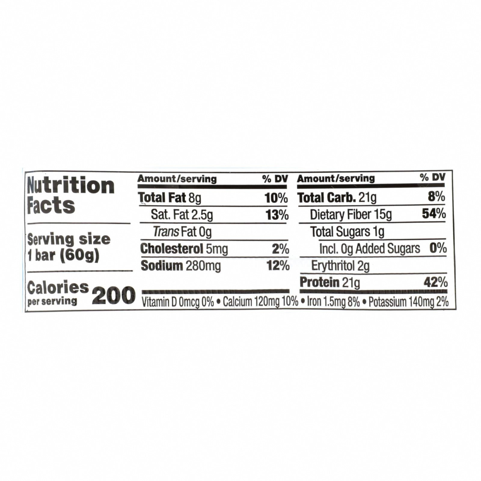 Quest Bar - Cookies and Cream - 2.12 oz - case of 12 - Nutrition Facts