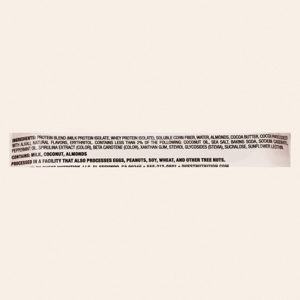 Quest Bar - Mint Chocolate Chunk - 2.12 oz - case of 12 - Back