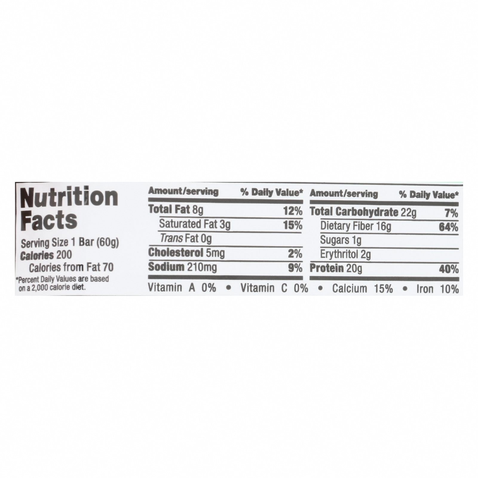 Quest Bar - Mint Chocolate Chunk - 2.12 oz - case of 12 - Nutrition Facts