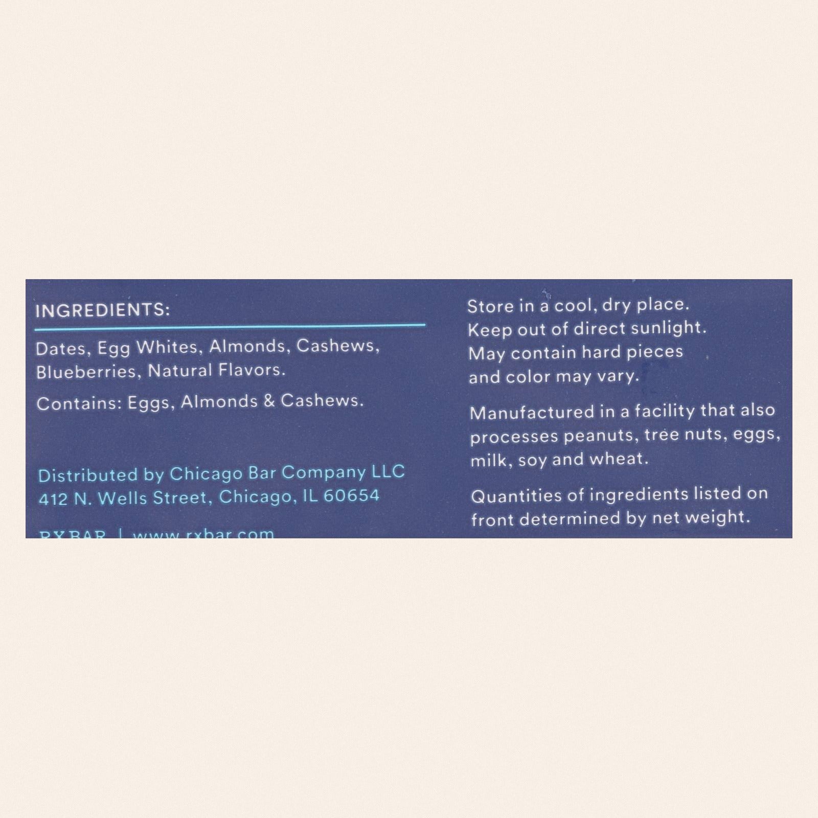 RxBar - Protein Bar - Blueberry - Case of 12 - 1.83 oz. - Back