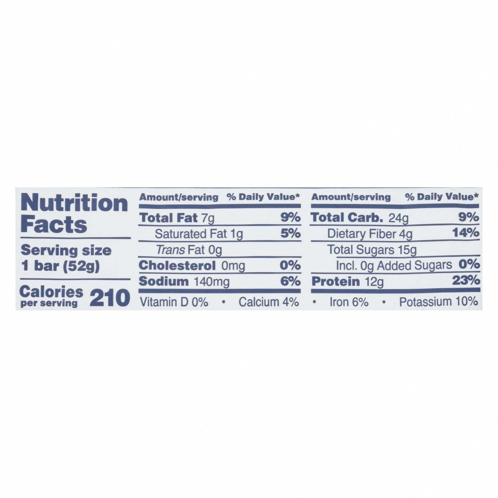 RxBar - Protein Bar - Blueberry - Case of 12 - 1.83 oz. - Nutrition Facts