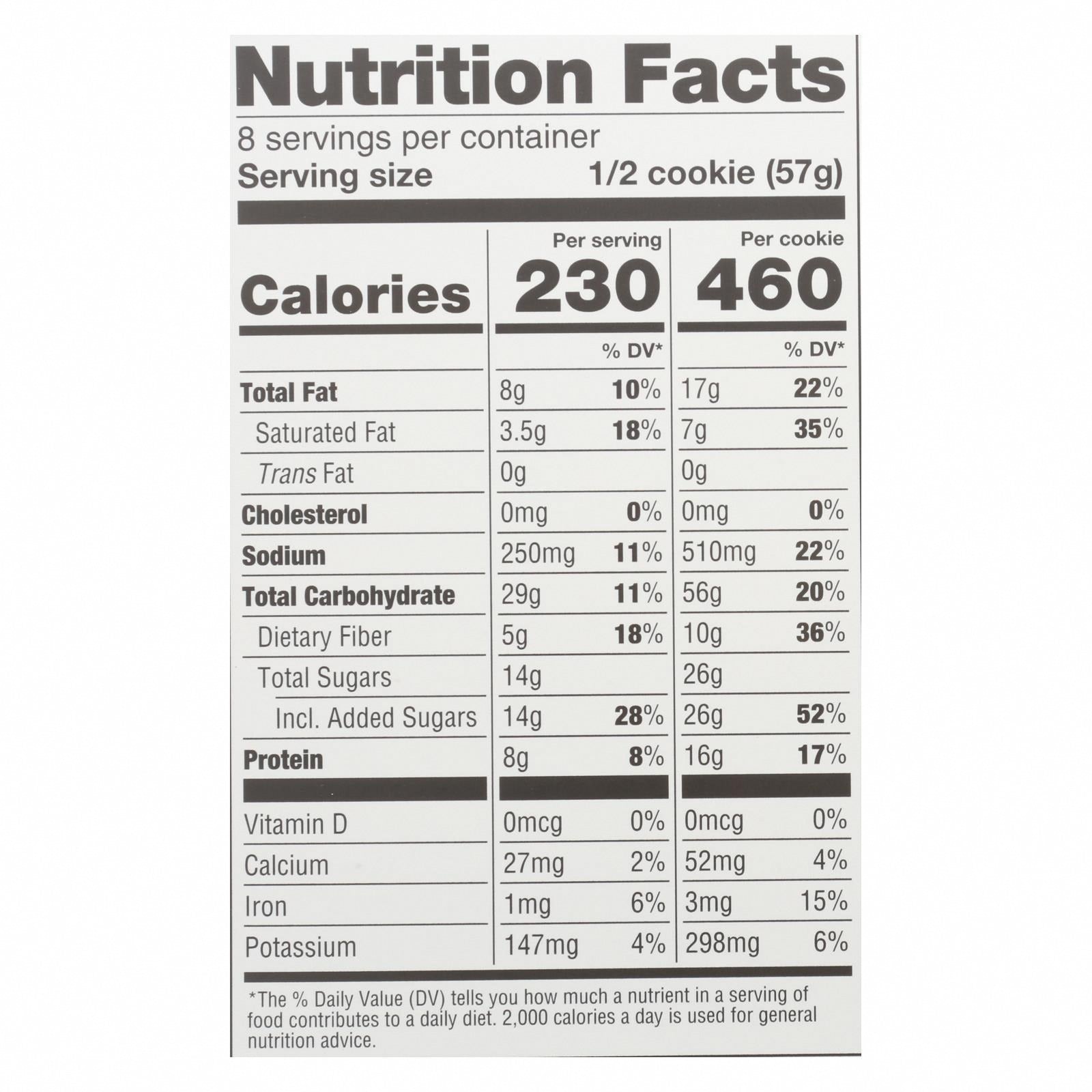 Lenny and Larry's Snickerdoodle Cookie - Cinnamon - Case of 12 - 4 oz. - Nutrition Facts