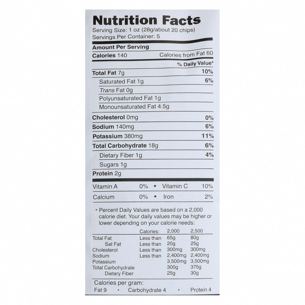 Good Health Kettle Chips - Avocado Oil Jalapeno - Case of 12 - 5 oz. - Nutrition Facts