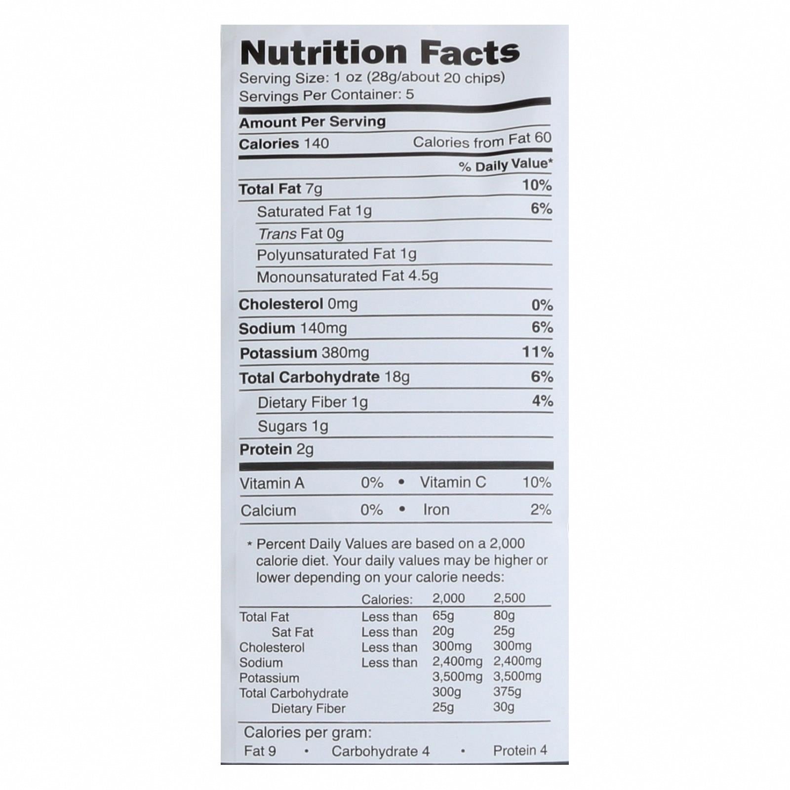 Good Health Kettle Chips - Avocado Oil Jalapeno - Case of 12 - 5 oz. - Nutrition Facts