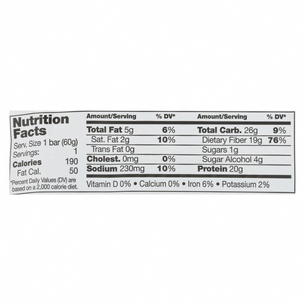 No Cow Bar Protein Bar - Case of 12 - 2.12 OZ - Nutrition Facts