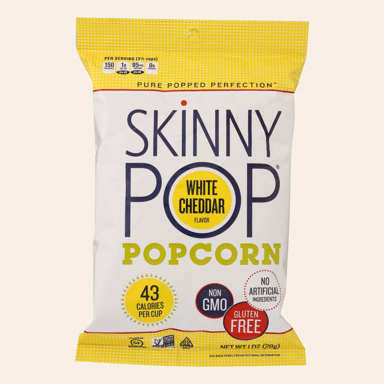 Skinnypop Popcorn Skinny Snack Flavored Popcorn White Cheddar - Case of 12 - 1 OZ - Front