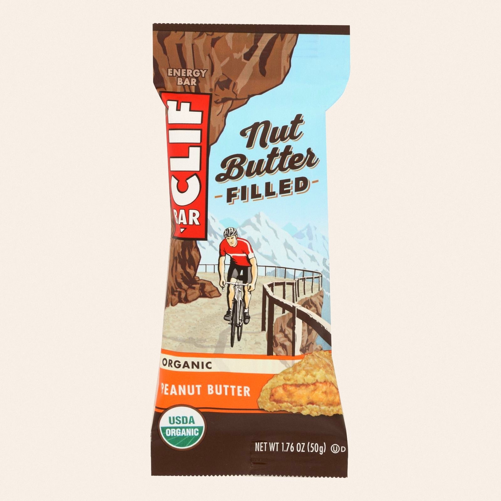 Clif Bar Organic Nut Butter Filled Energy Bar - Peanut Butter - Case of 12 - 1.76 oz. - Front