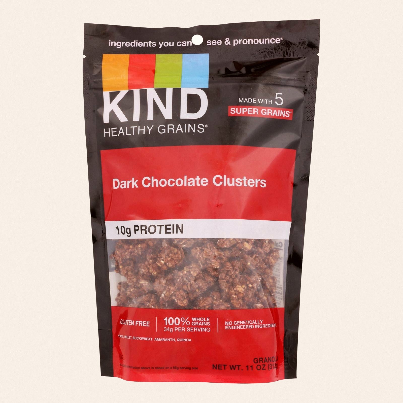 Kind Dark Chocolate Whole Grain Clusters - Case of 6 - 11 oz. - Front