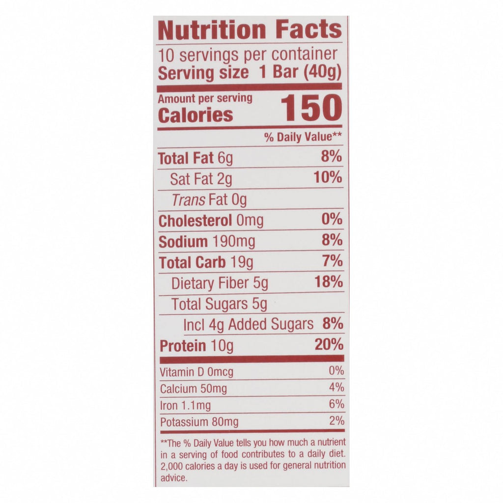 Thinkthin Protein And Fiber Bars - Case of 10 - 1.41 OZ - Nutrition Facts