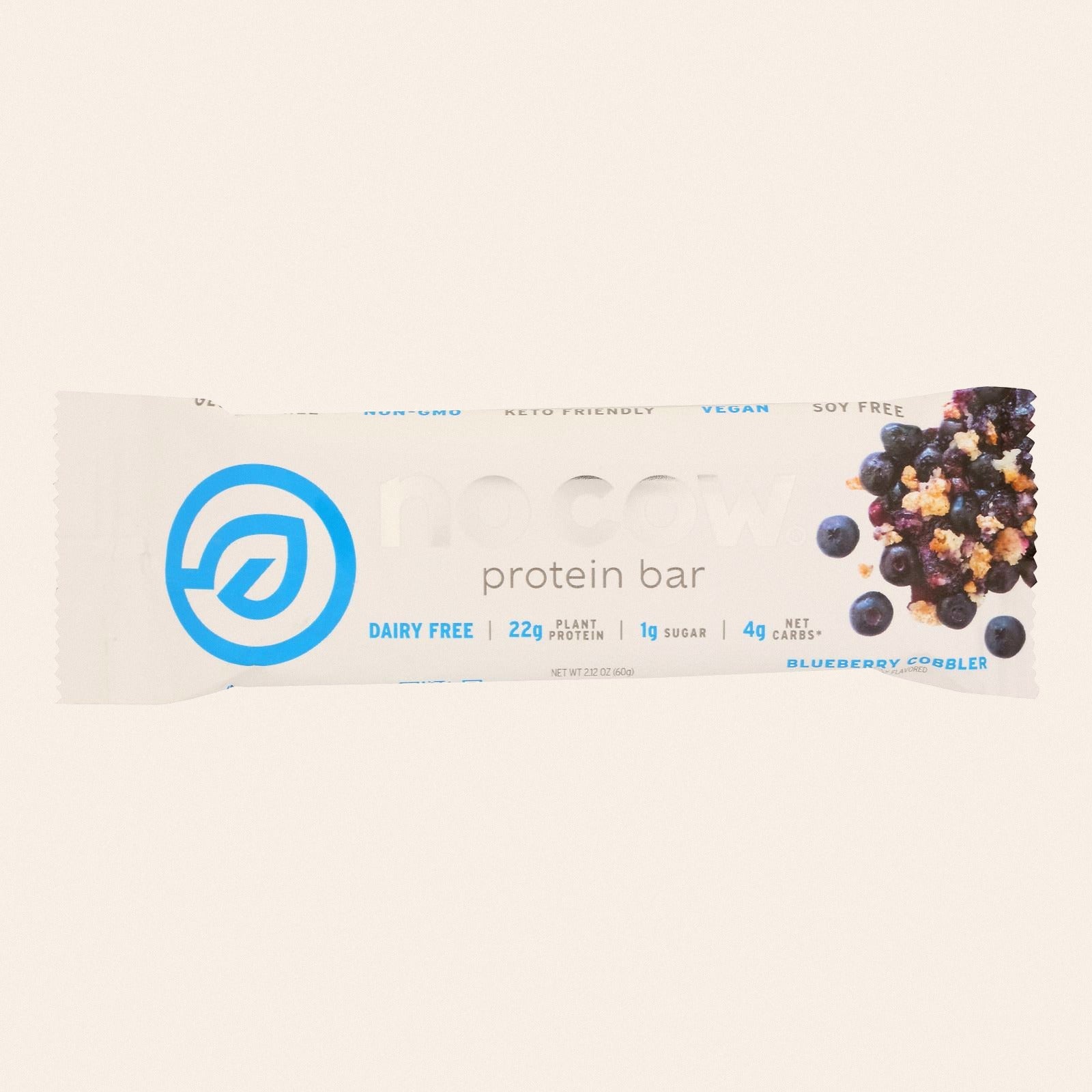 No Cow Bar Blueberry Cobbler Bar - Case of 12 - 2.12 OZ - Front