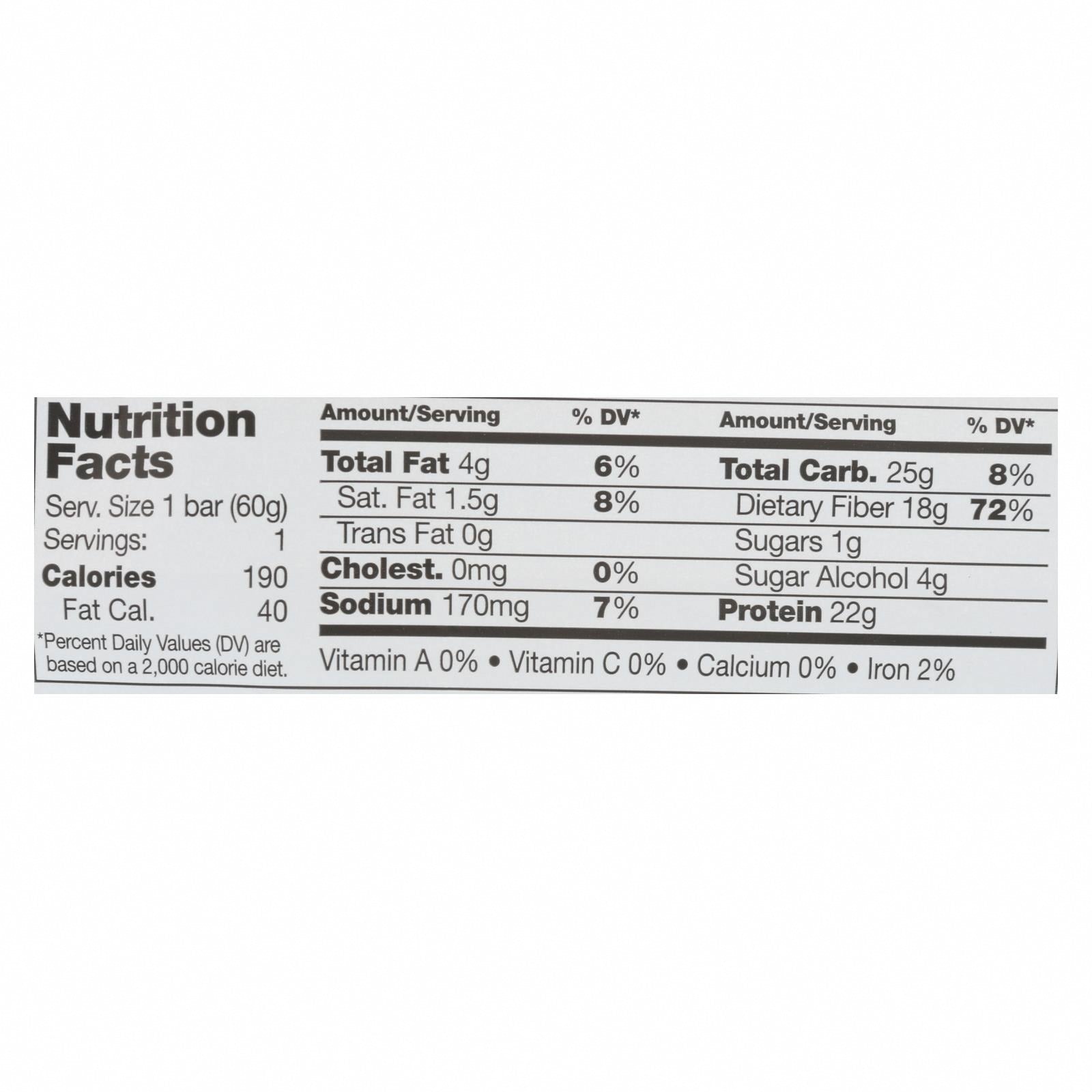 No Cow Bar Blueberry Cobbler Bar - Case of 12 - 2.12 OZ - Nutrition Facts