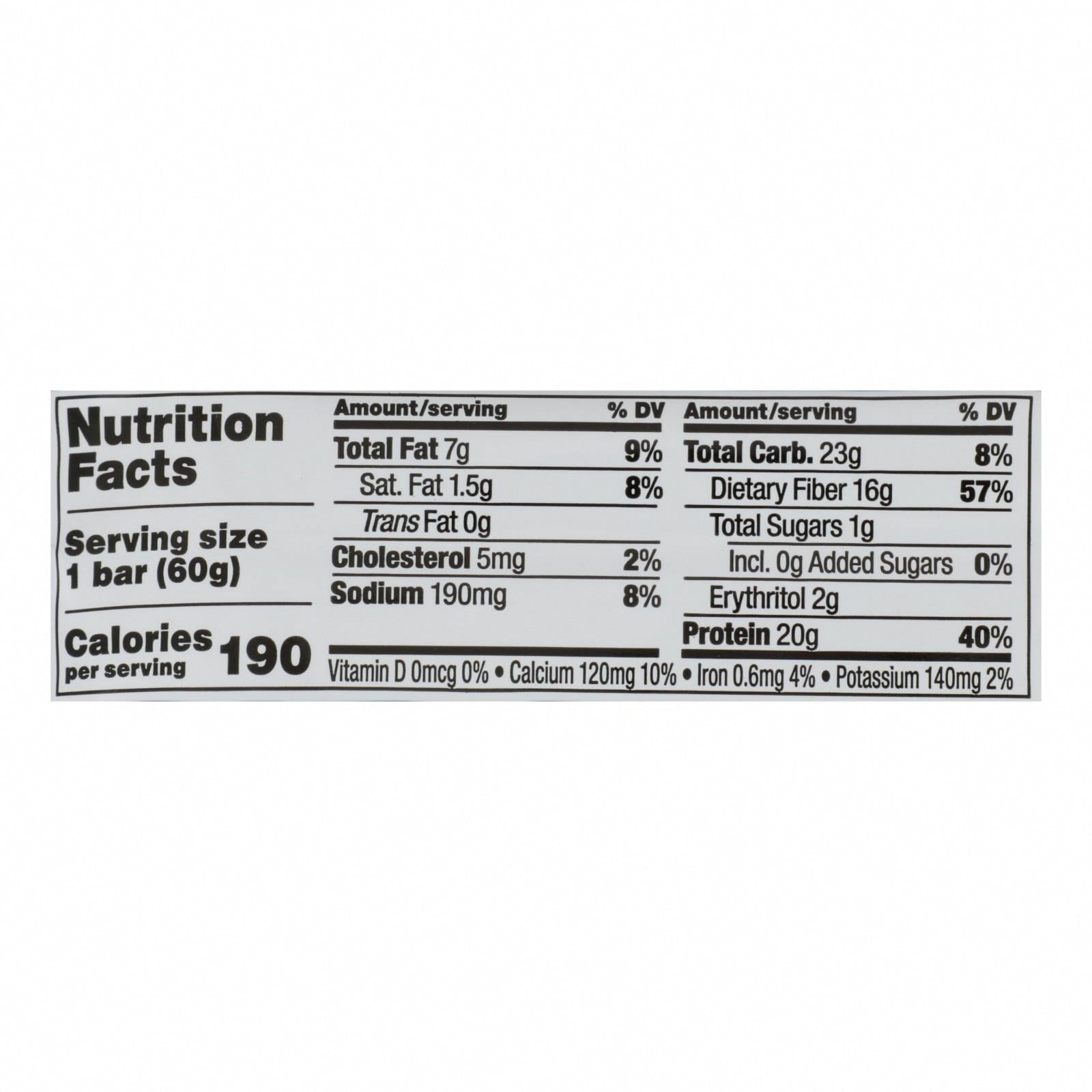Quest - Bar Oatmeal Chocolate Chips - Case of 12 - 2.12 OZ - Nutrition Facts