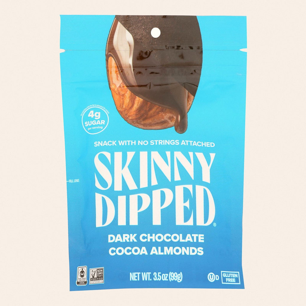 Skinny Dipped Almonds - Dark Chocolate Cocoa - Case of 10 - 3.5 OZ - Front