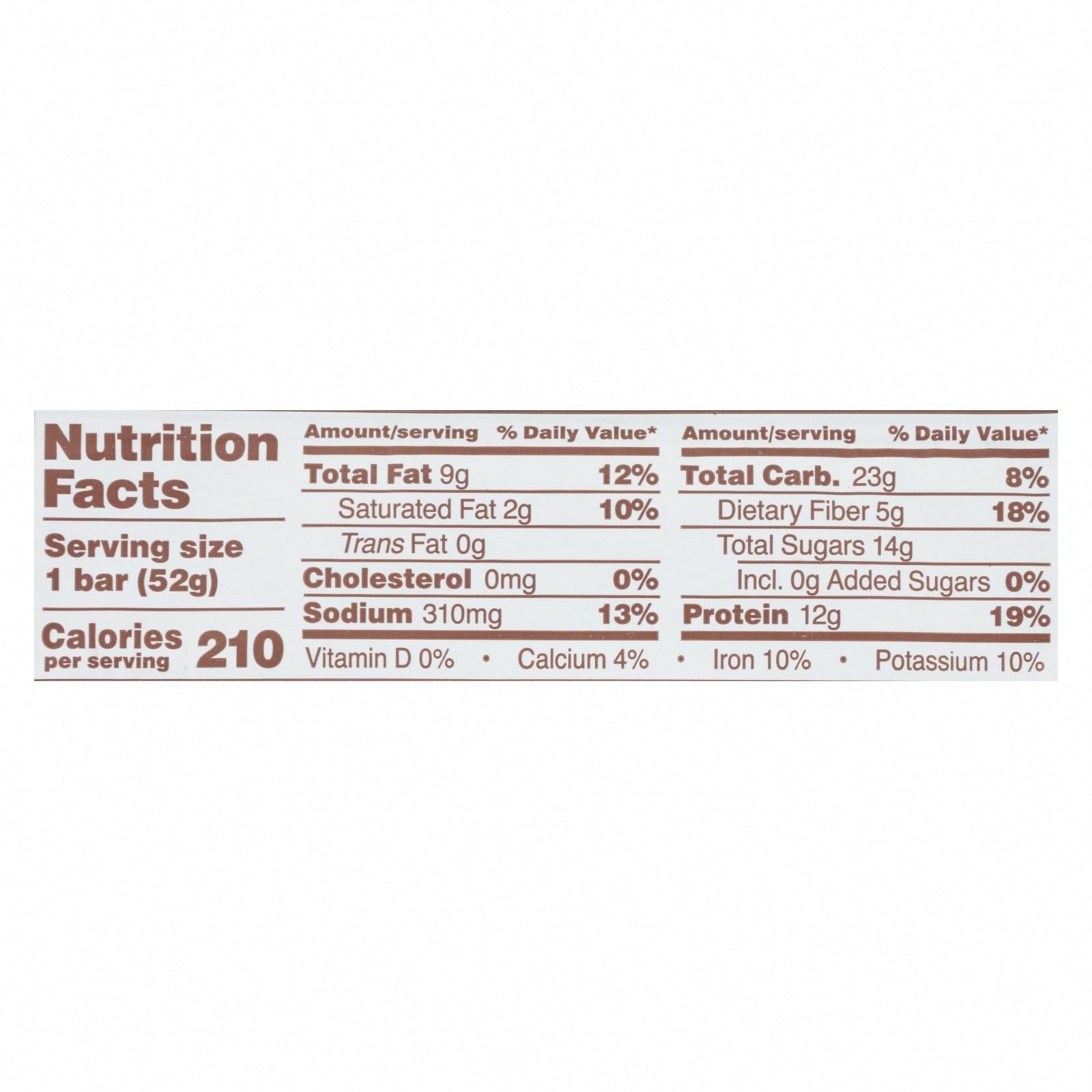 RxBar - Protein Bar - Chocolate Peanut Butter - Case of 12 - 1.83 oz. - Nutrition Facts