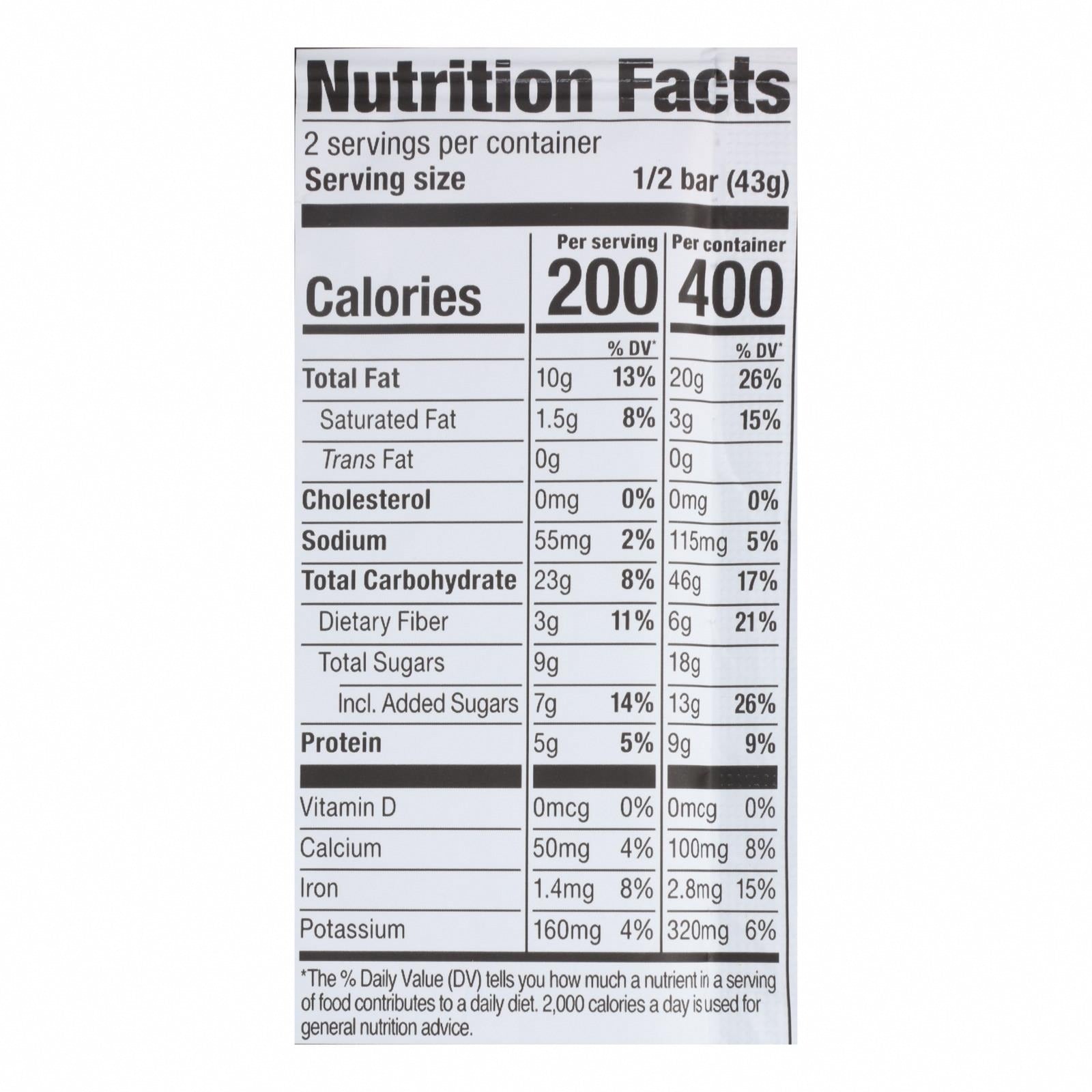 Probar Meal Bar, Banana Nut Bread  - Case of 12 - 3 OZ - Nutrition Facts