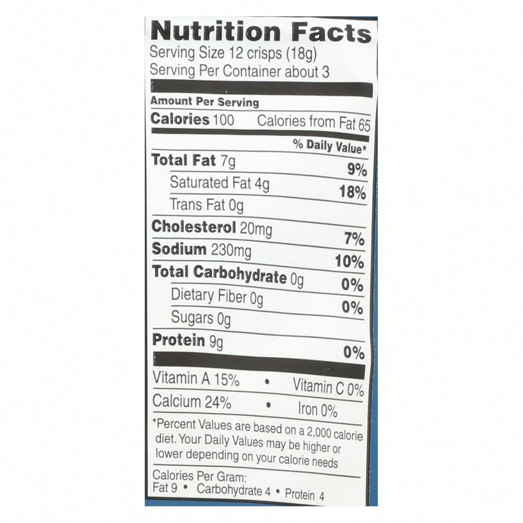 Kitchen Table Bakers Parmesan Crisps - Original Parmesan - Case of 12 - 1.75 oz. - Nutrition Facts
