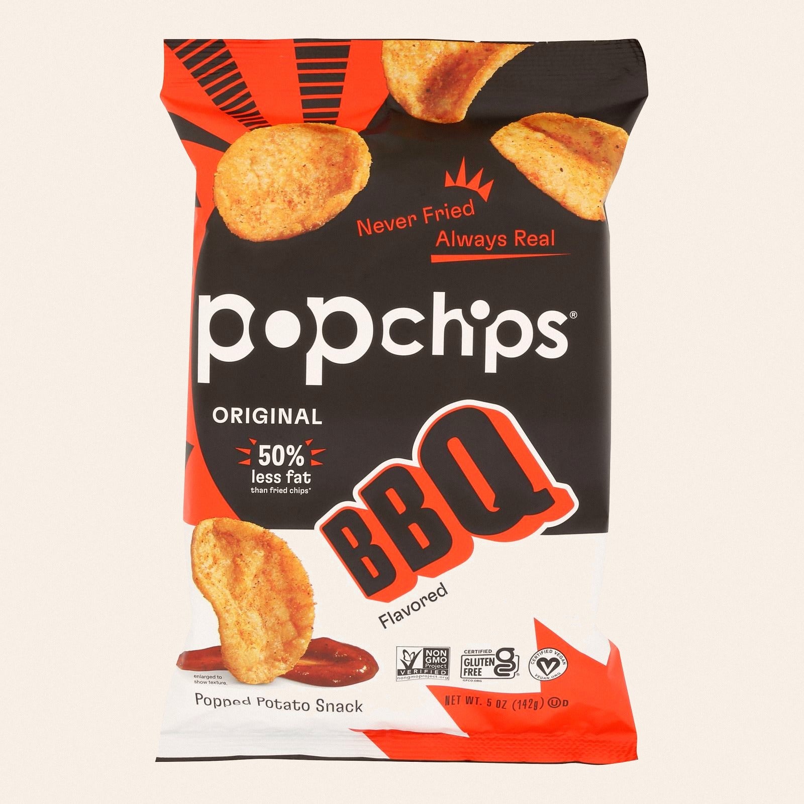 Popchips Potato Chip - BBQ - Case of 12 - 5 oz - Front