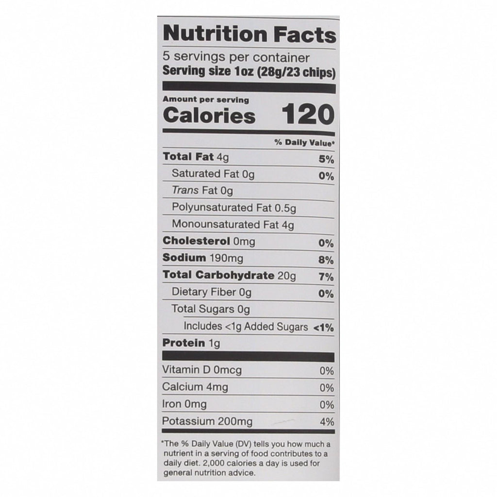 Popchips Potato Chip - Sea Salt - Case of 12 - 5 oz - Nutrition Facts