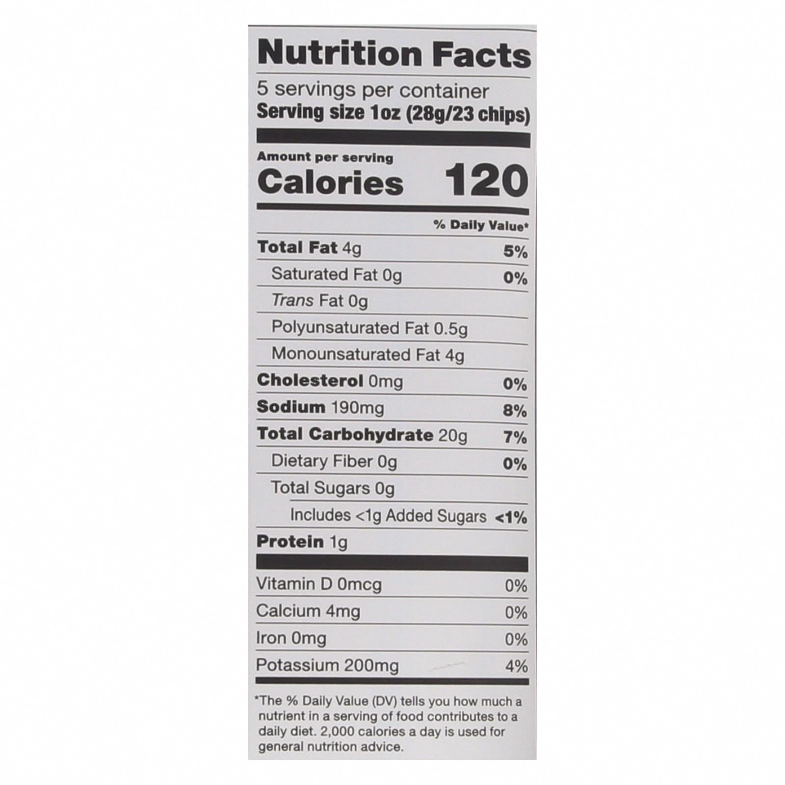 Popchips Potato Chip - Sea Salt - Case of 12 - 5 oz - Nutrition Facts