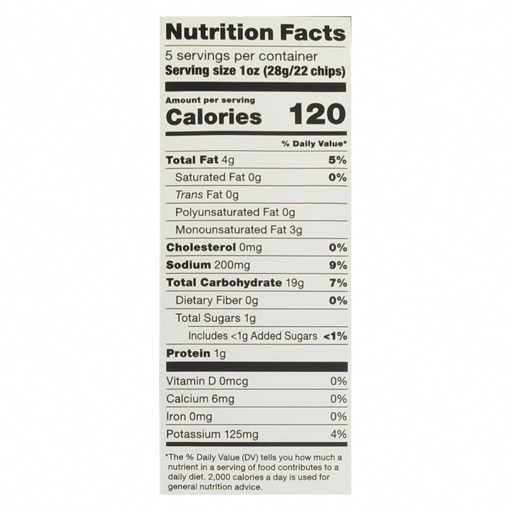 Popchips Potato Chip - Sea Salt - Vinegar - Case of 12 - 5 oz - Nutrition Facts