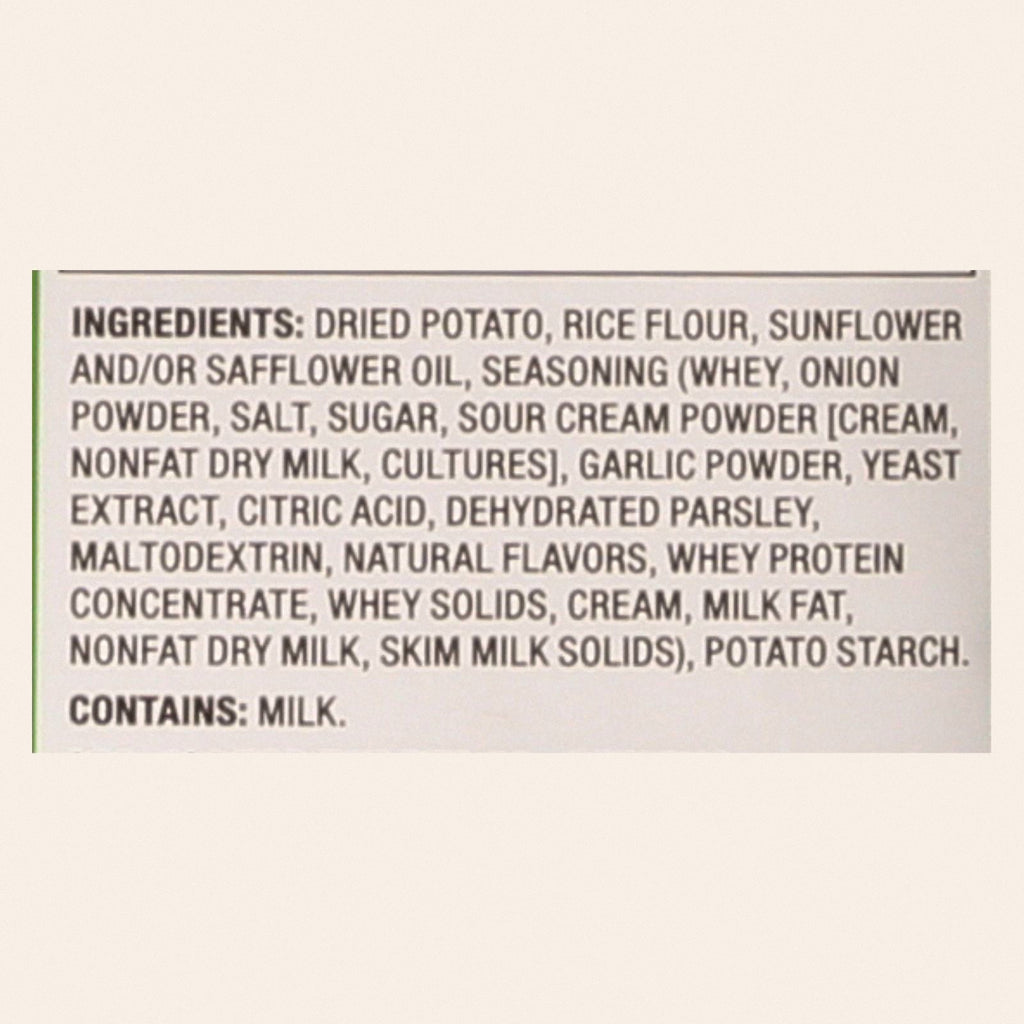 Popchips Potato Chip - Sour Cream - Onion - Case of 12 - 5 oz - Back