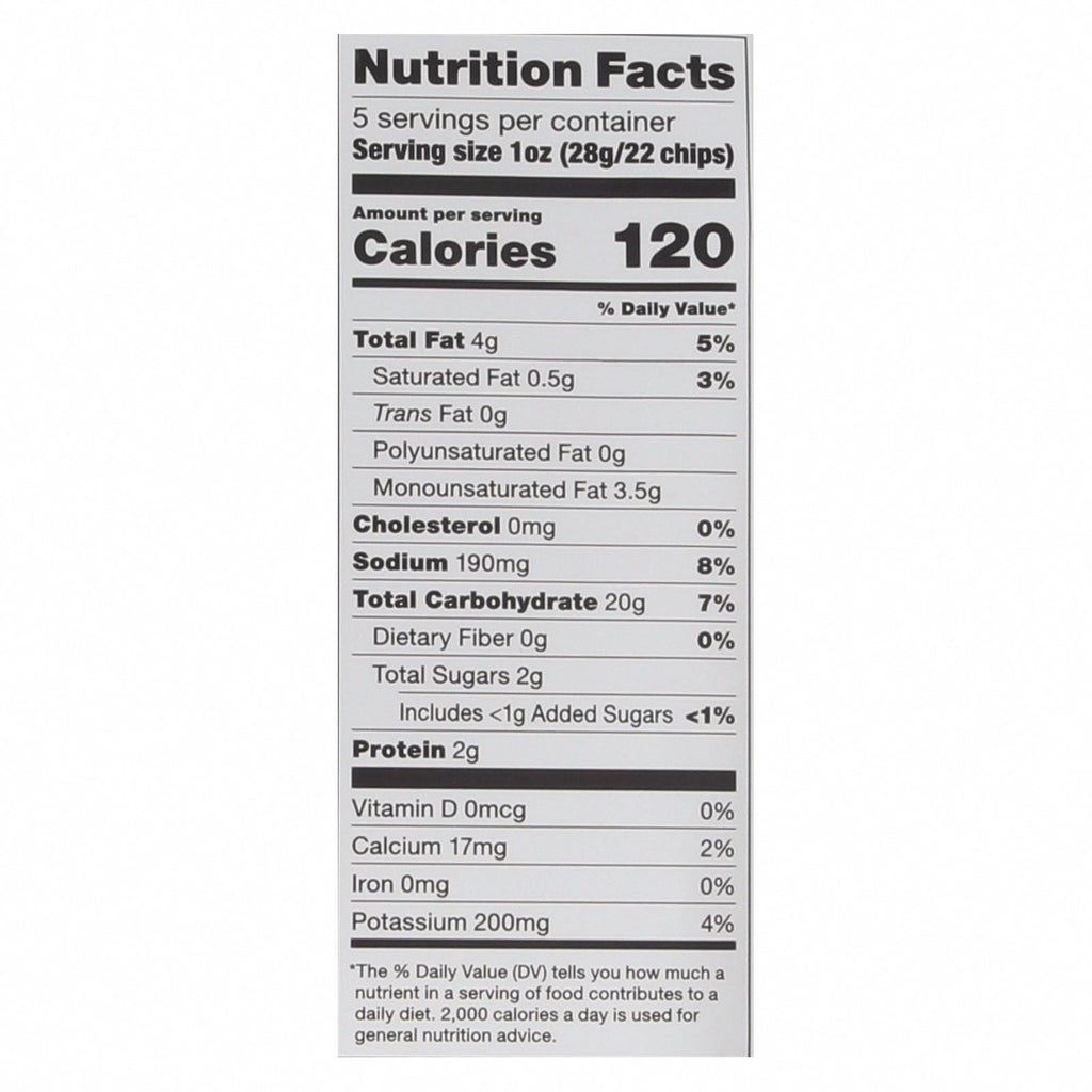 Popchips Potato Chip - Sour Cream - Onion - Case of 12 - 5 oz - Nutrition Facts