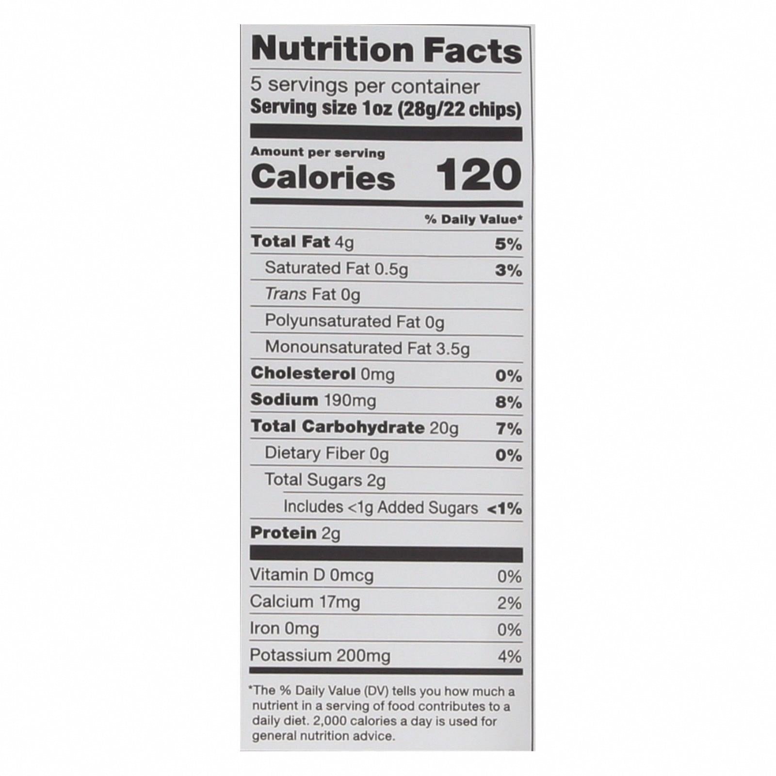Popchips Potato Chip - Sour Cream - Onion - Case of 12 - 5 oz - Nutrition Facts